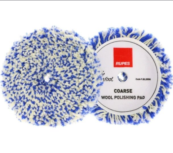 Twisted Natural Wool Polishing Pad - 200mm - Blue/White