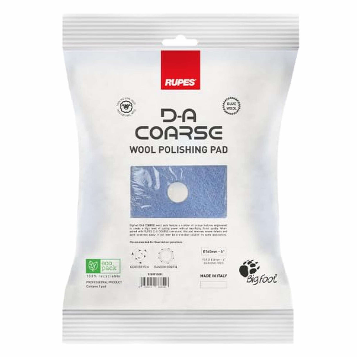 D-A Coarse Wool Polishing Pad - 80mm - Blue
