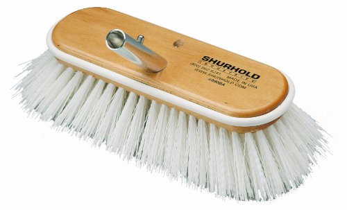 10-Inch Extra Stiff Deck Brush - White