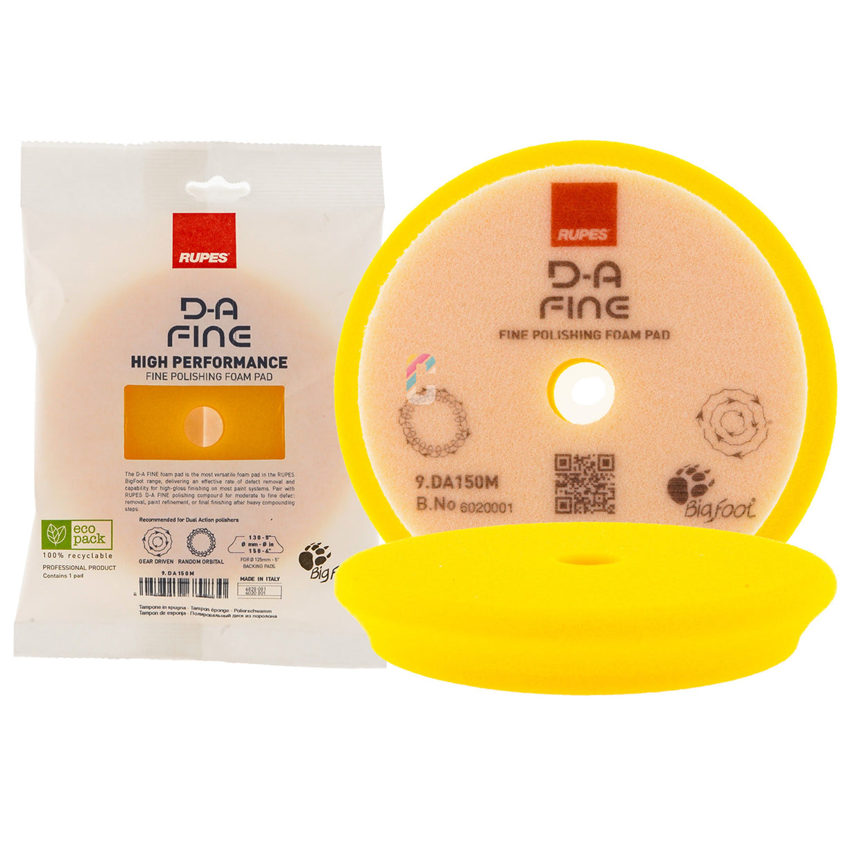 D-A Fine High-Performance Foam Polishing Pad - 130/150mm - Yellow