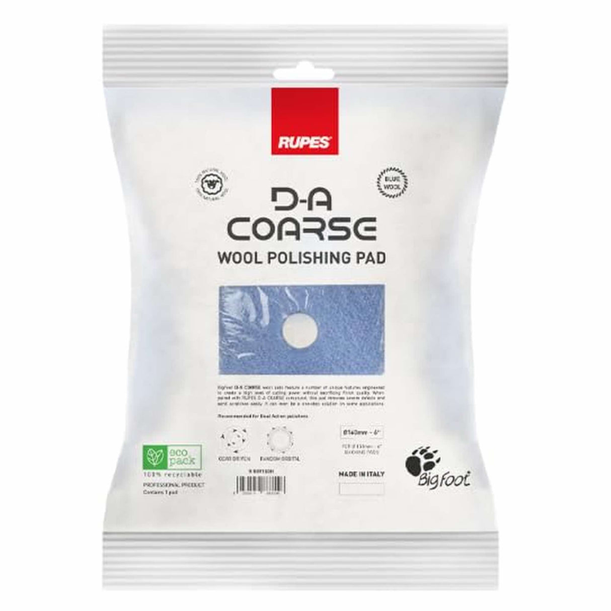 D-A Coarse Wool Polishing Pad - 130mm - Blue