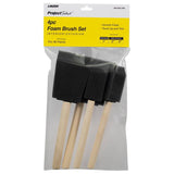 Economy Foam Brush with Wood Handle - 4-Pack
