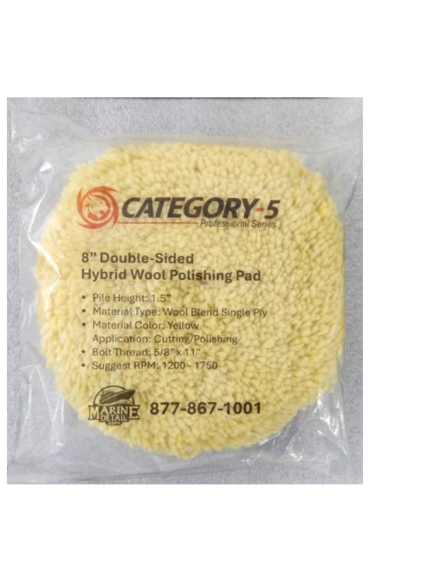 8” x 1.5” Wool Blend (80/20) Pad, Double-Sided Compound & Polishing (Professional Series)