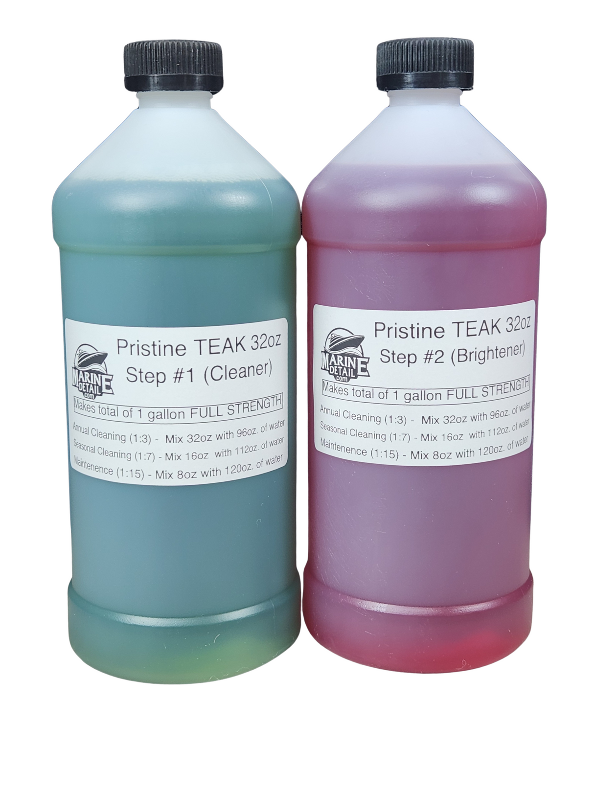 Pristine TEAK – 2-Part Teak Cleaner & Brightener System (2 x 32oz Bottles)